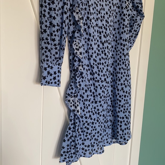 ⭐️No. 21 Star-Print Ruffle Silk Short Dress - Picture 8 of 10